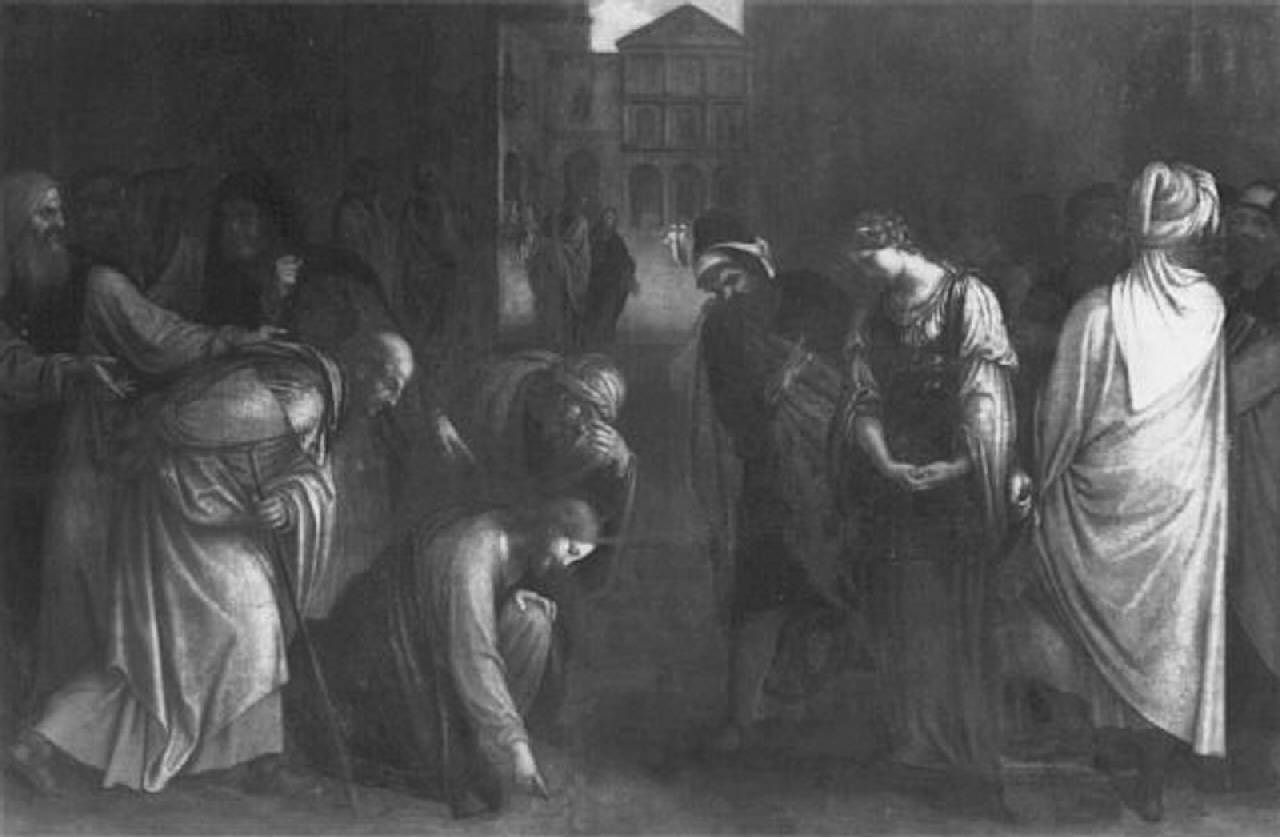 Cristo e l'adultera (dipinto) di Salmeggia Enea detto Talpino (sec. XVII)