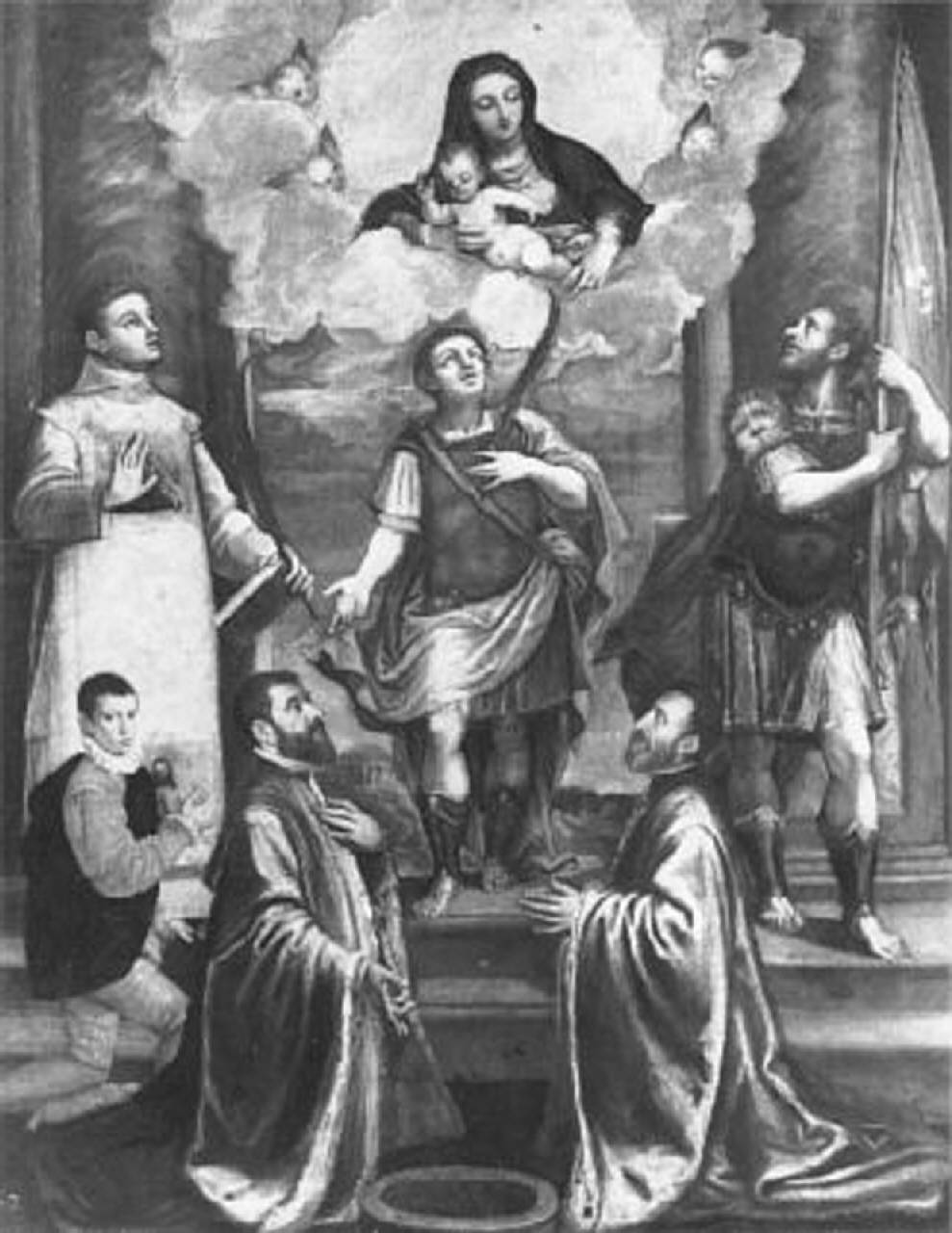 Madonna in gloria tra Santi e donatori (dipinto) - scuola veneta (fine/inizio secc. XVI/ XVII)