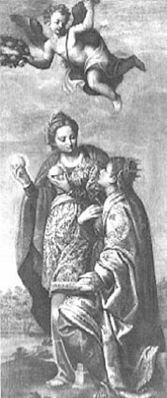 Santa Caterina d'Alessandria e Santa Dorotea (dipinto) di De Marinis, Pietro (sec. XVI)