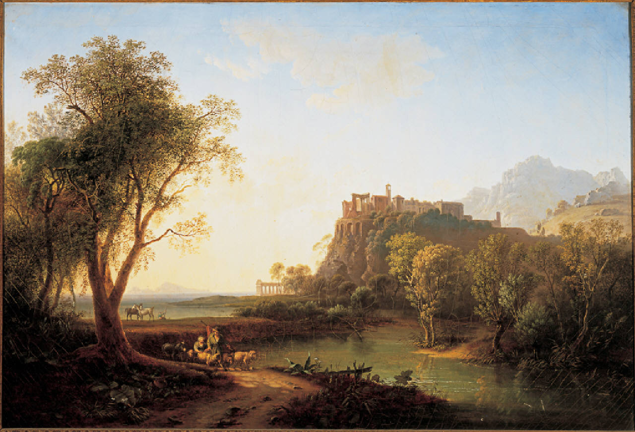 paesaggio fluviale con figure (dipinto) di Gozzi, Marco (sec. XIX)