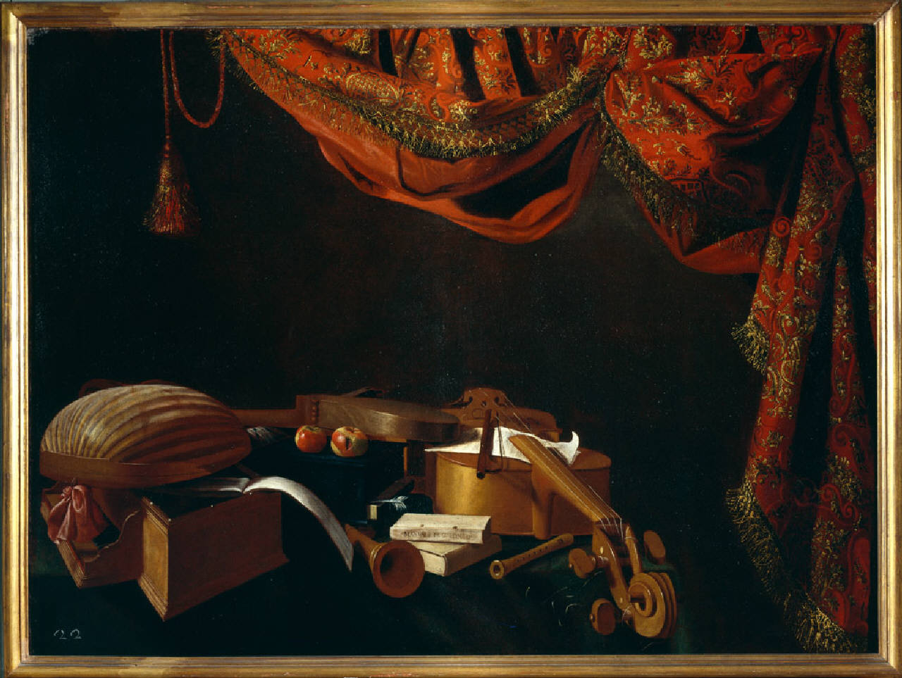 natura morta con strumenti musicali (dipinto) di Baschenis Evaristo (sec. XVII)