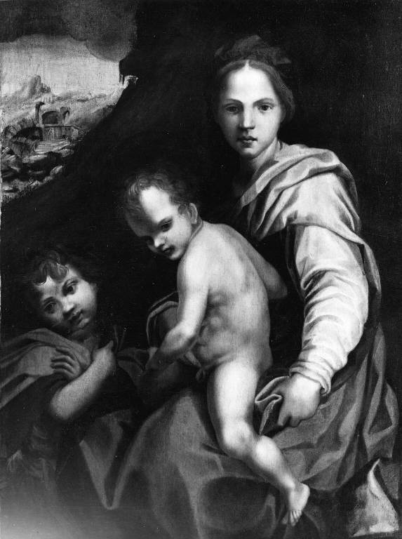 Madonna con Bambino e San Giovannino (dipinto) di Andrea del Sarto - scuola fiorentina (sec. XVI)