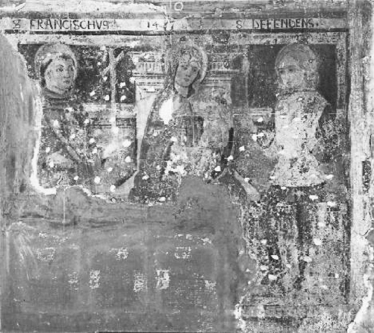 Madonna con Bambino in trono con San Francesco d'Assisi e San Defendente (dipinto) - ambito bergamasco (sec. XV)