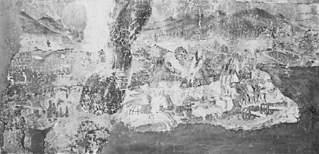 scena con cavalleria in marcia (dipinto) - ambito bergamasco (prima metà sec. XVI)