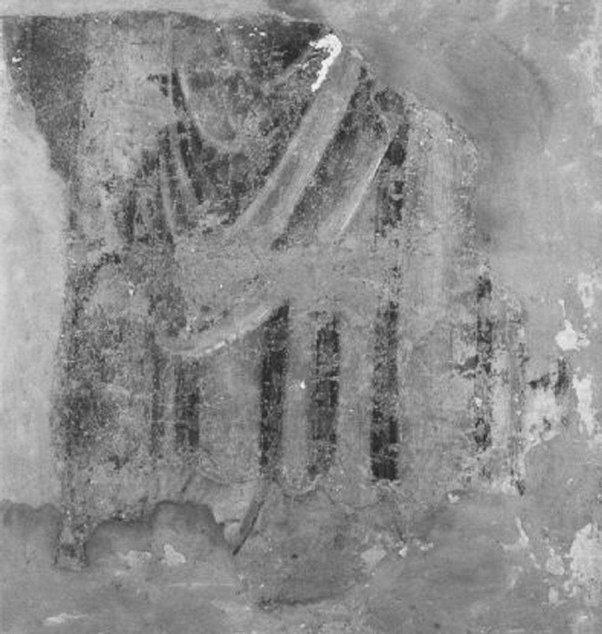 figura con manto panneggiato (dipinto) - scuola lombarda (sec. XIV)