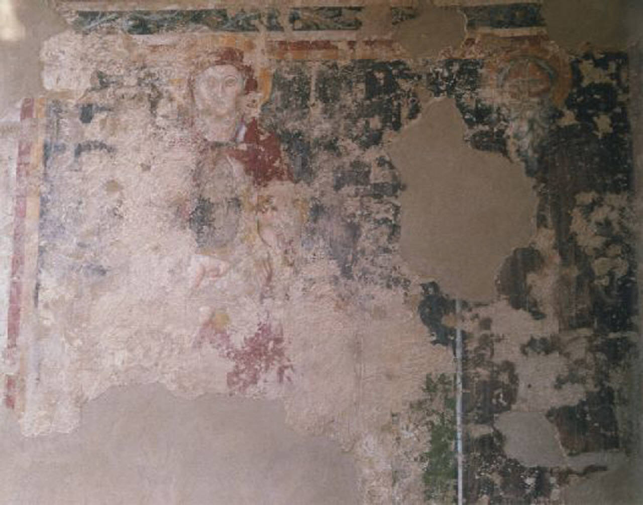 Madonna con Bambino in trono e Sant'Antonio Abate (dipinto) - scuola lombarda (sec. XIV)