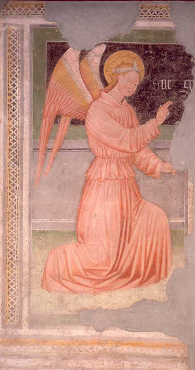 angelo annunciante (dipinto) di Maffiolo da Cazzano (maniera) (fine sec. XV)