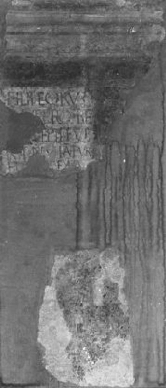 architettura con iscrizione (dipinto) di Bramante Donato (bottega) (sec. XV)