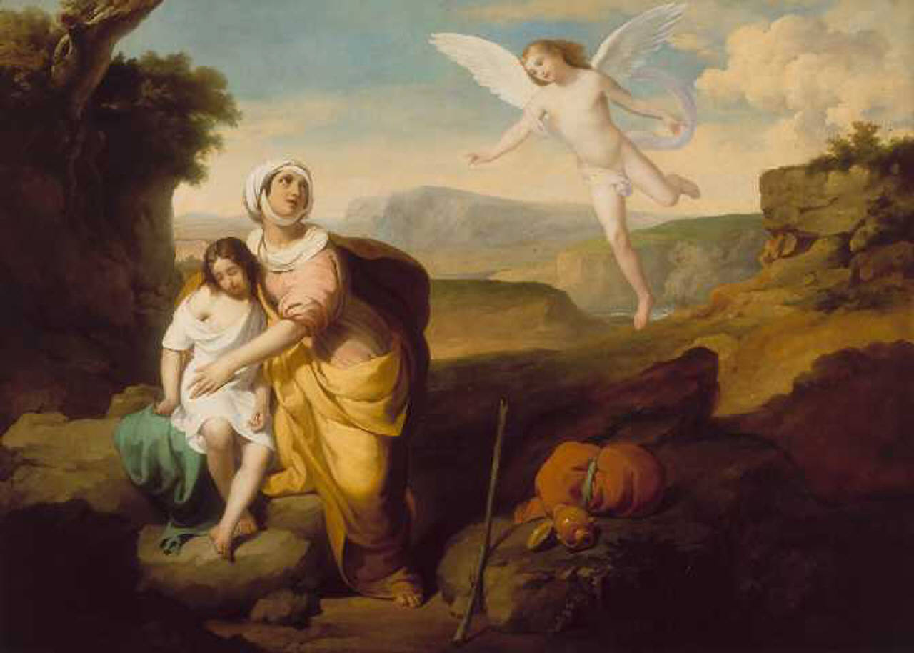 Agar e Ismaele nel deserto confortati dall'angelo (dipinto) di Coghetti Francesco (sec. XIX)