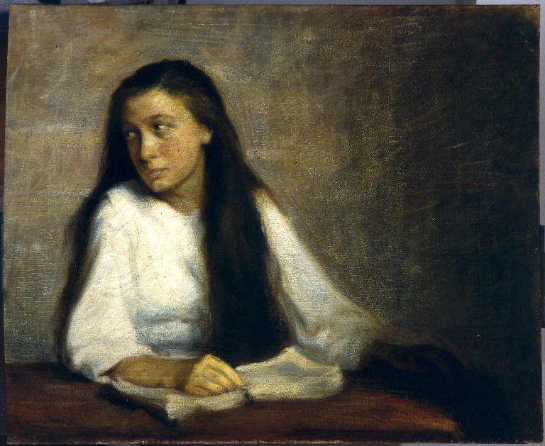 Fanciulla che legge (dipinto) di Spini Giacomo (sec. XX)