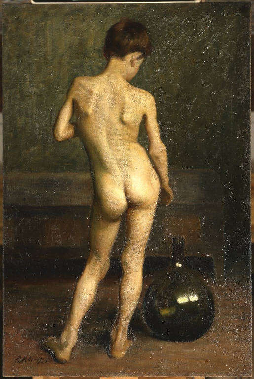 Nudo di giovinetto (dipinto) di Nolli Primo (sec. XX)