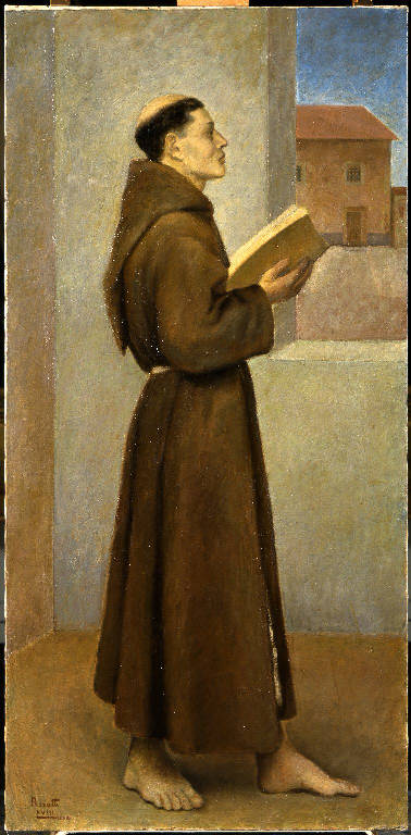 Frate orante (dipinto) di Pezzotta Pietro (sec. XX)