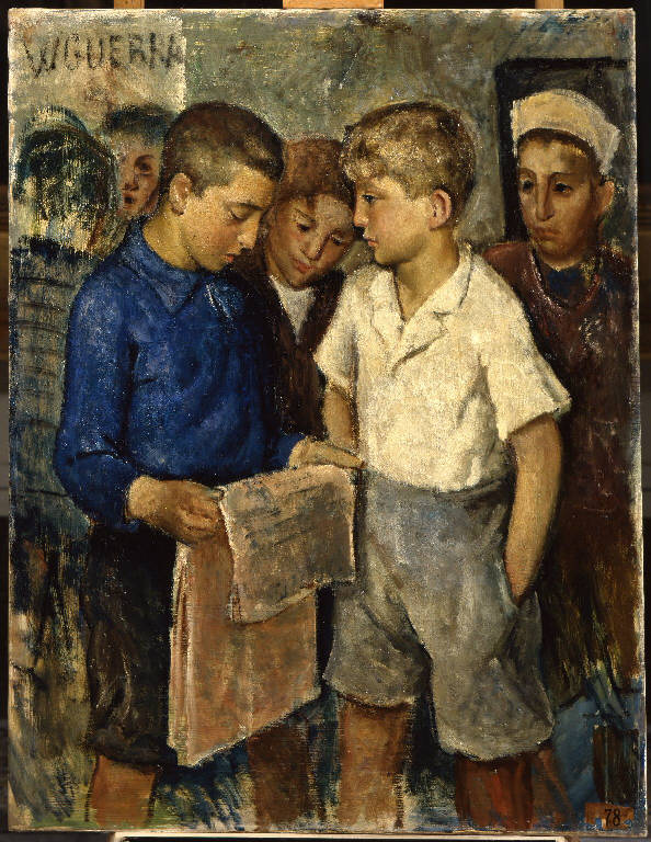 Gruppo di ragazzi (dipinto) di Assoni Guerino (sec. XX)