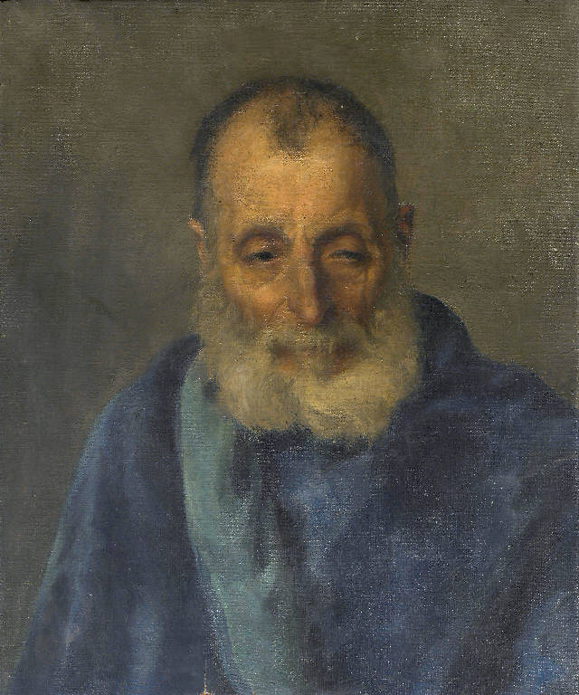 Testa di vecchio (dipinto) di Bassani Abele (sec. XX)