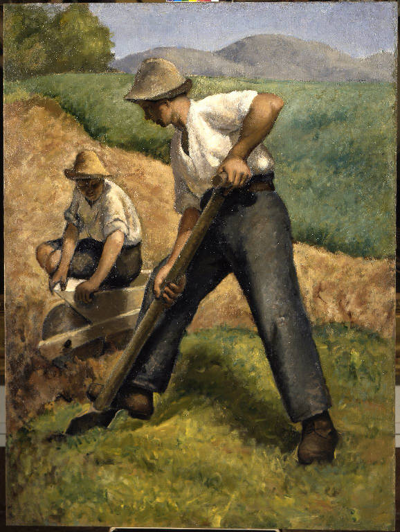 Agricoltore (dipinto) di Zambelli Silvio (sec. XX)