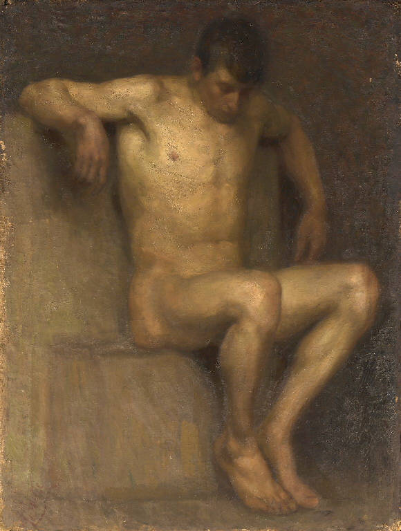 Nudo d'uomo (dipinto) di Belotti Giacomo (sec. XX)
