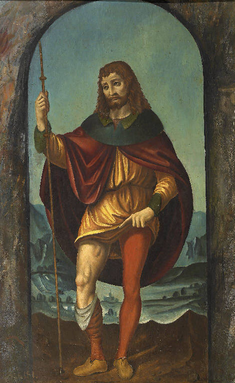 San Rocco in un paesaggio, San Rocco (dipinto) di Algisi Roberto (sec. XX)