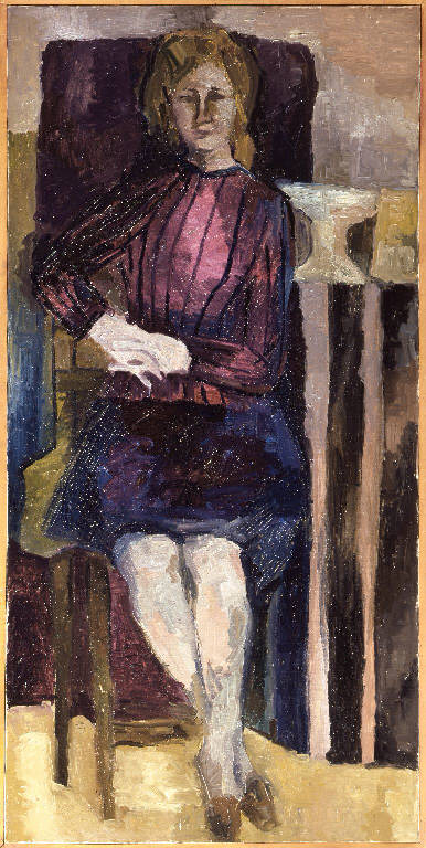 Donna seduta (dipinto) di Buttinoni Piera (sec. XX)