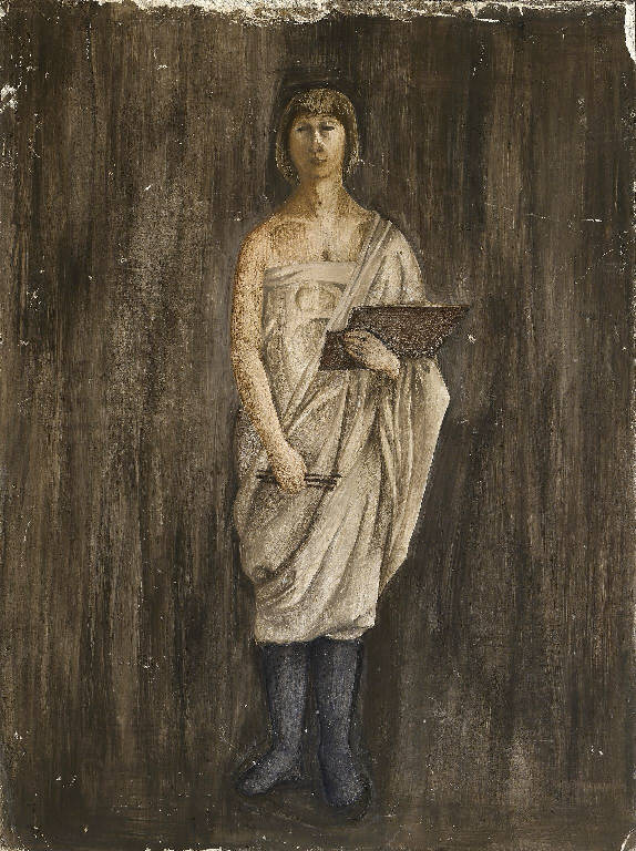 Figura con tavolozza (dipinto) di Fumagalli Adele (sec. XX)