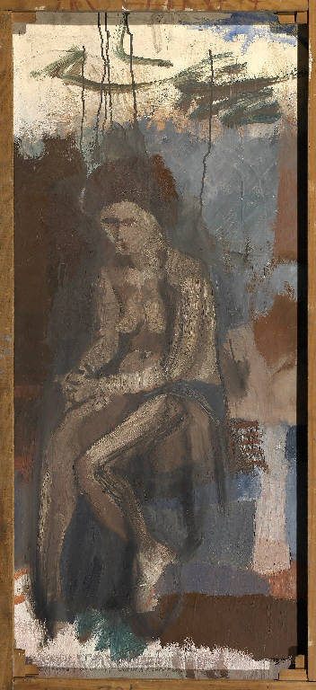 Nudo di donna seduta (dipinto) di Fabbri Marco (sec. XX)