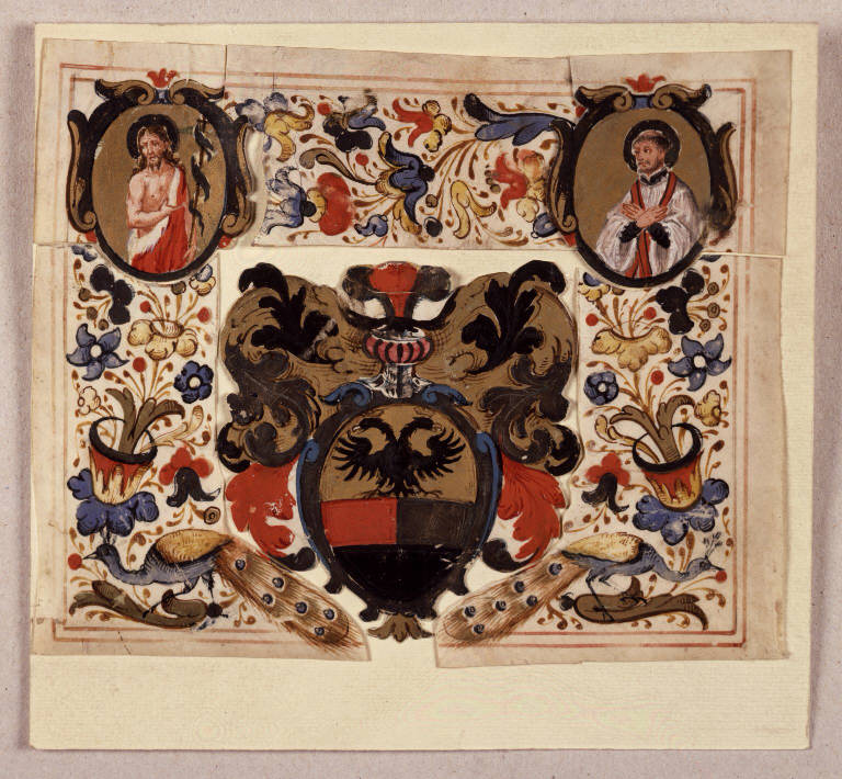 Santi con stemma gentilizio (miniatura) - ambito lombardo (seconda metà sec. XVIII)