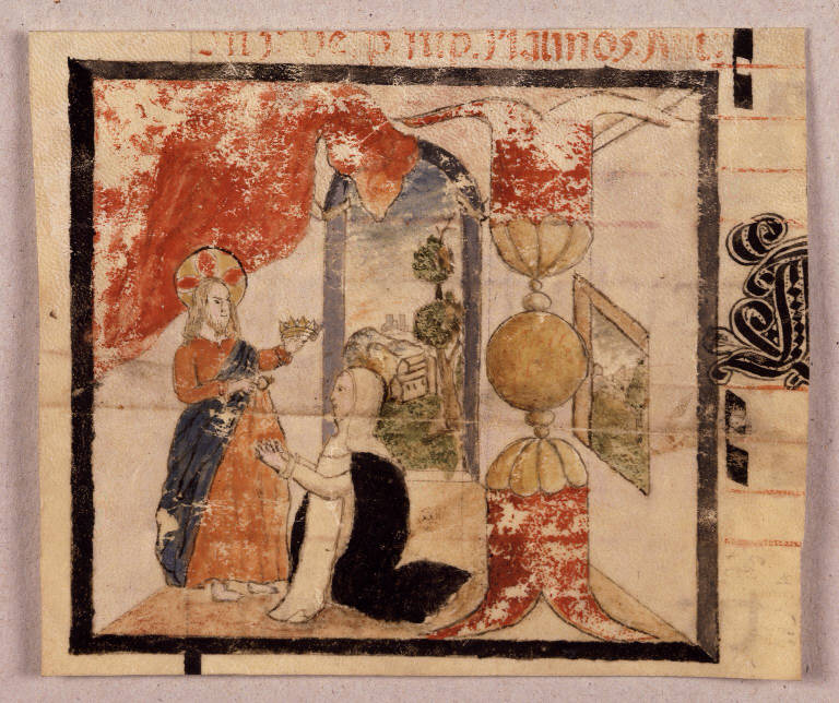 Matrimonio mistico di Santa Caterina da Siena (miniatura) - ambito lombardo (inizio sec. XV)