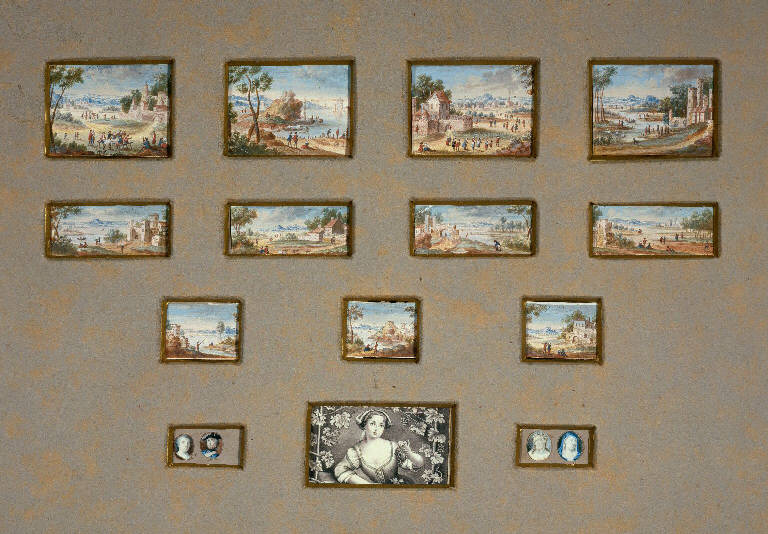 Villa fuori città con figure (miniatura) - ambito veneto (metà sec. XVIII)