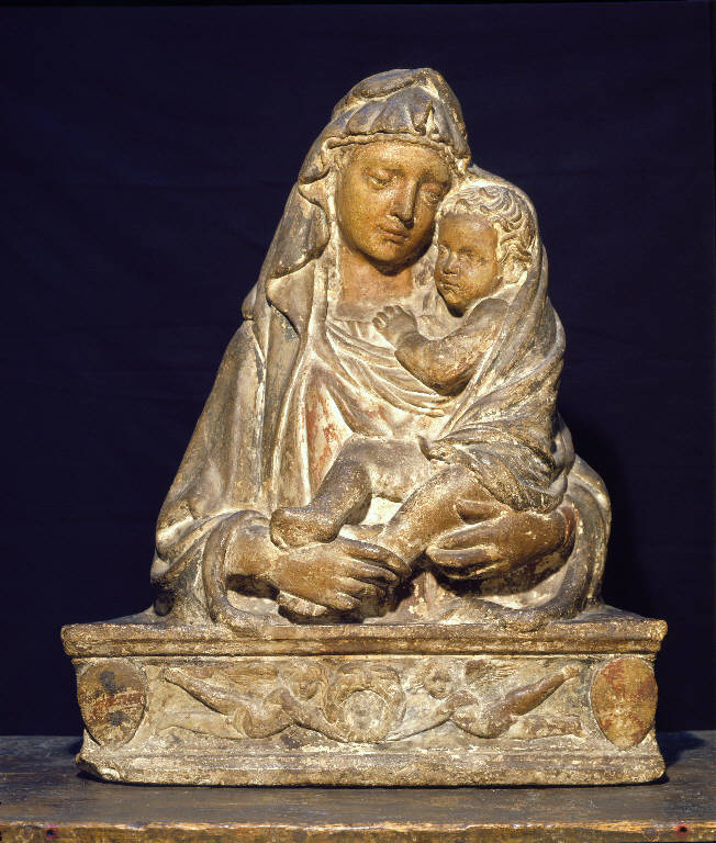 Madonna col Bambino (scultura) di della Quercia Jacopo (bottega) (metà sec. XV)