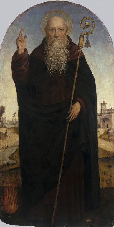 Sant'Antonio Abate (dipinto) di Ambrogio da Fossano detto Bergognone (cerchia) (sec. XVI)