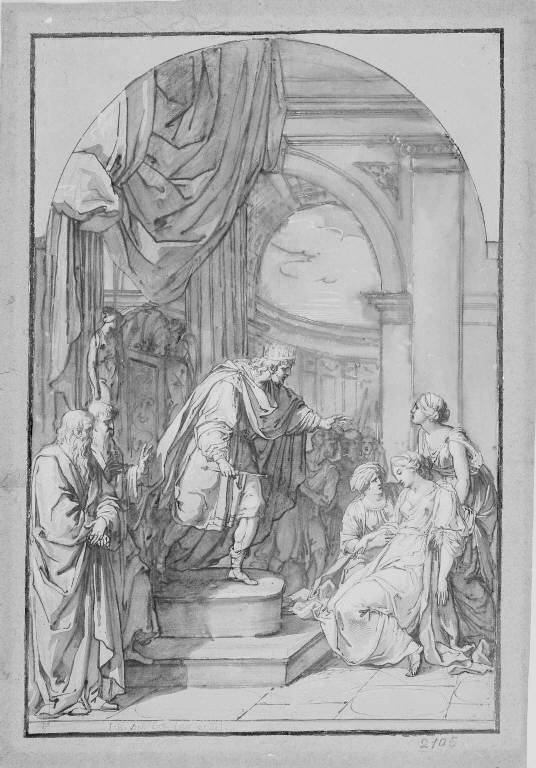 Ester sviene dinanzi ad Assuero (disegno) di Dell'Era Giovanni Battista (sec. XVIII)