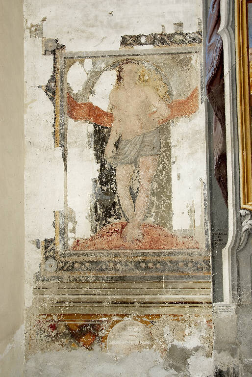 MARTIRIO DI SAN SEBASTIANO (dipinto murale) - ambito lombardo (primo quarto sec. XVI)