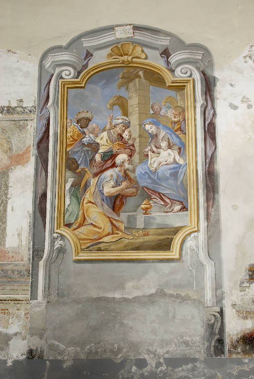 ADORAZIONE DEI MAGI (dipinto murale) di Quaglio, Giulio (sec. XVIII)