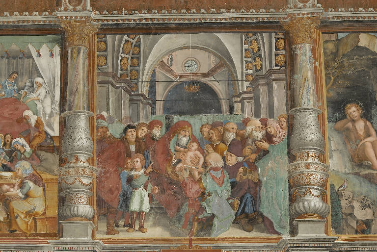 Circoncisione di San Giovanni Battista (dipinto murale) di De Donati, Bernardino (e aiuti) (primo quarto sec. XVI)