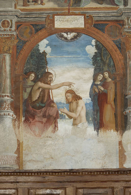 BATTESIMO DI CRISTO (dipinto murale) di De Donati, Bernardino (e aiuti) (primo quarto sec. XVI)