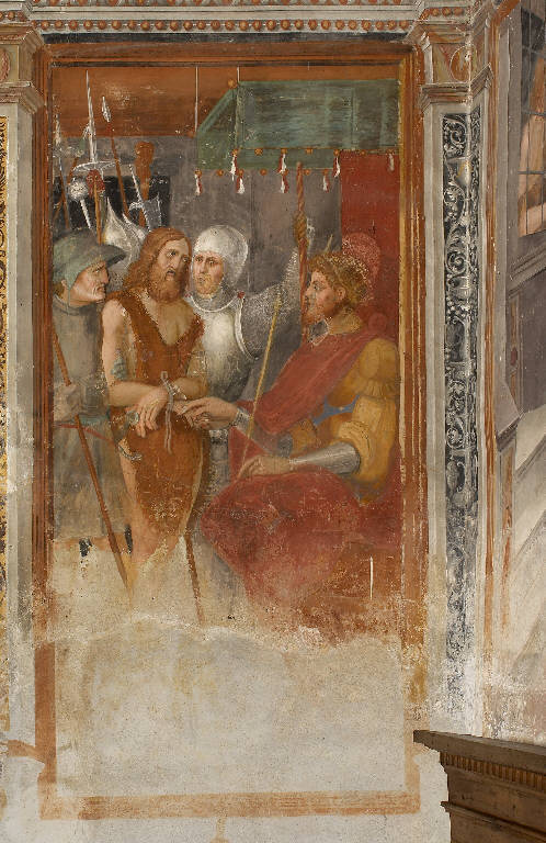 SAN GIOVANNI BATTISTA CONDOTTO DAVANTI AD ERODE (dipinto murale) di De Donati, Bernardino (e aiuti) (primo quarto sec. XVI)