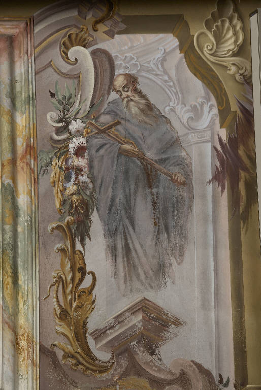 Santo con Crocifisso (dipinto murale) di Valdani, Alessandro (attr.) - ambito lombardo (sec. XVIII)