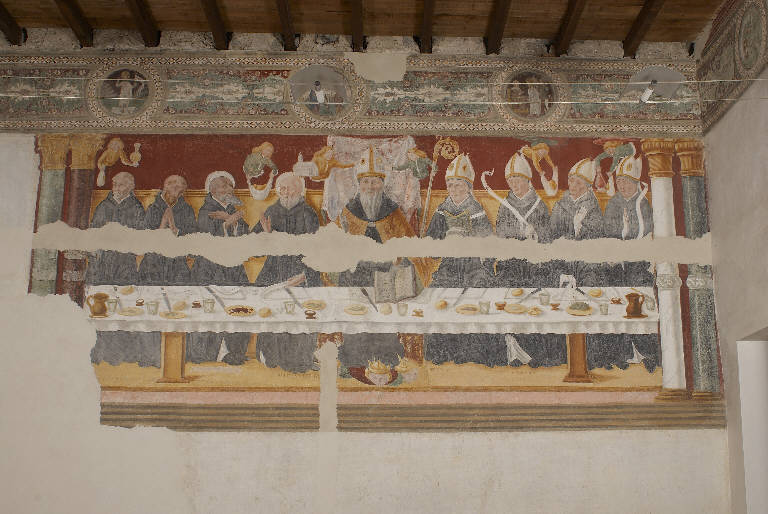 Cena agostiniana (dipinto murale) - ambito di Battista da Musso (fine/inizio secc. XV/ XVI)