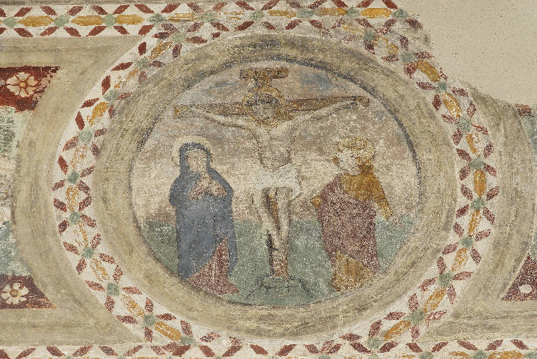 CROCIFISSIONE DI CRISTO (dipinto murale) - ambito lombardo (ultimo quarto sec. XV)