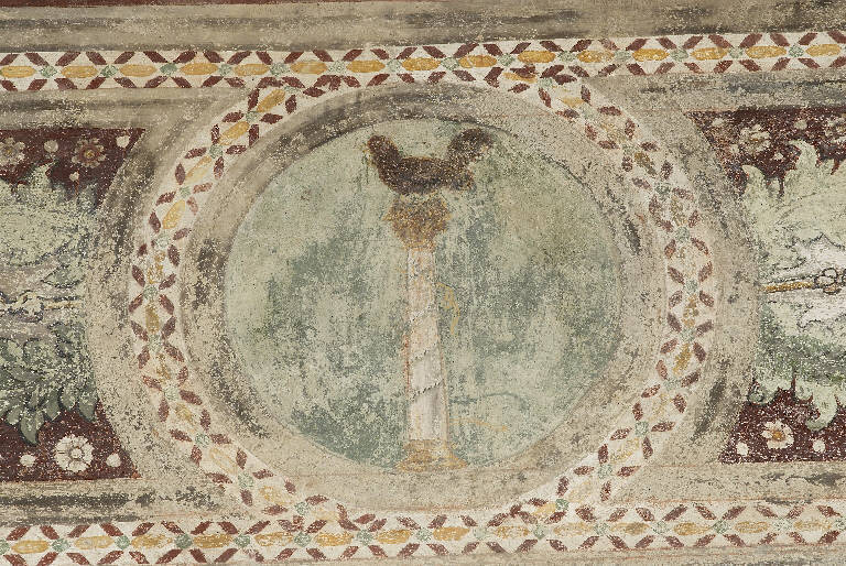 GALLO SULLA COLONNA (dipinto murale) - ambito lombardo (ultimo quarto sec. XV)