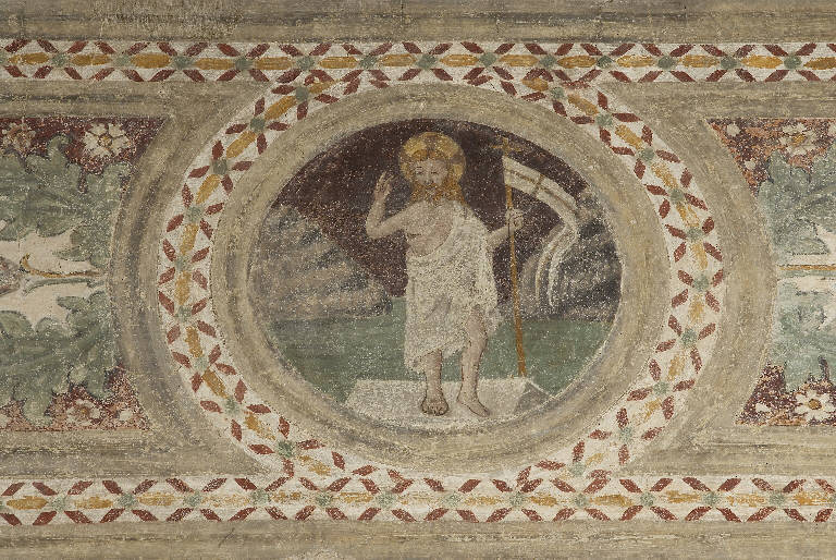 CRISTO RISORTO BENEDICENTE (dipinto murale) - ambito lombardo (ultimo quarto sec. XV)