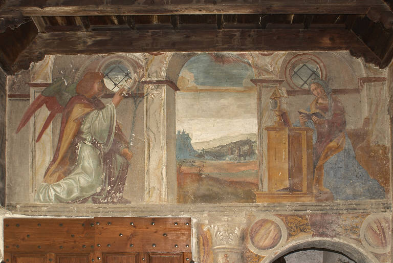 ANNUNCIAZIONE (dipinto murale) di De Donati, Bernardino (bottega) (primo quarto sec. XVI)