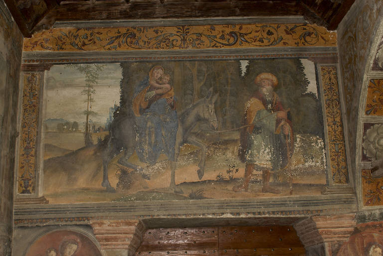 FUGA IN EGITTO (dipinto murale) di De Donati, Bernardino (e aiuti) (sec. XVI)
