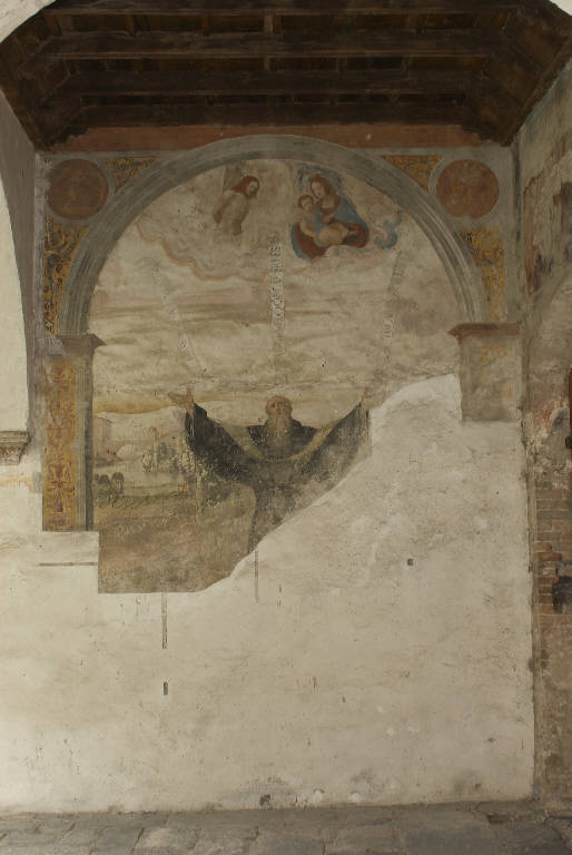 Sant'Agostino invoca la Vergine col Bambino e il Cristo flagellato (dipinto murale) di De Donati, Bernardino (bottega) (primo quarto sec. XVI)