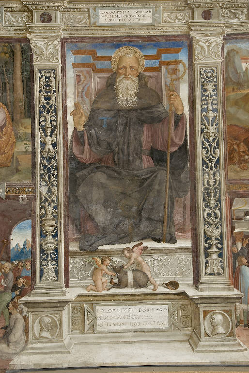 SANT'ANTONIO ABATE (dipinto murale) di De Donati, Alvise (e aiuti) - ambito lombardo (sec. XVI)