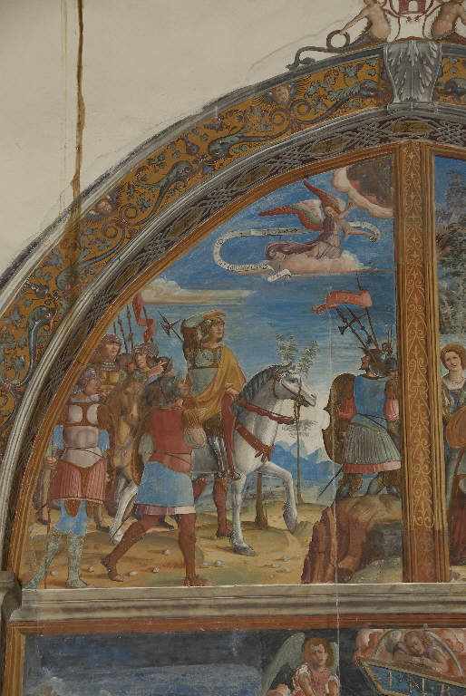 APPARIZIONE A COSTANTINO DELLA CROCE (dipinto murale) di De Donati, Alvise (e aiuti) (primo quarto sec. XVI)