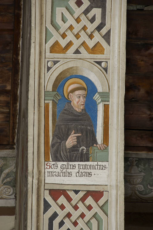 SAN GALLO TEUTONICO (dipinto murale) di Malacrida, Battista detto Battista da Musso (attr.) (fine||prima metà sec. XV||sec. XX)