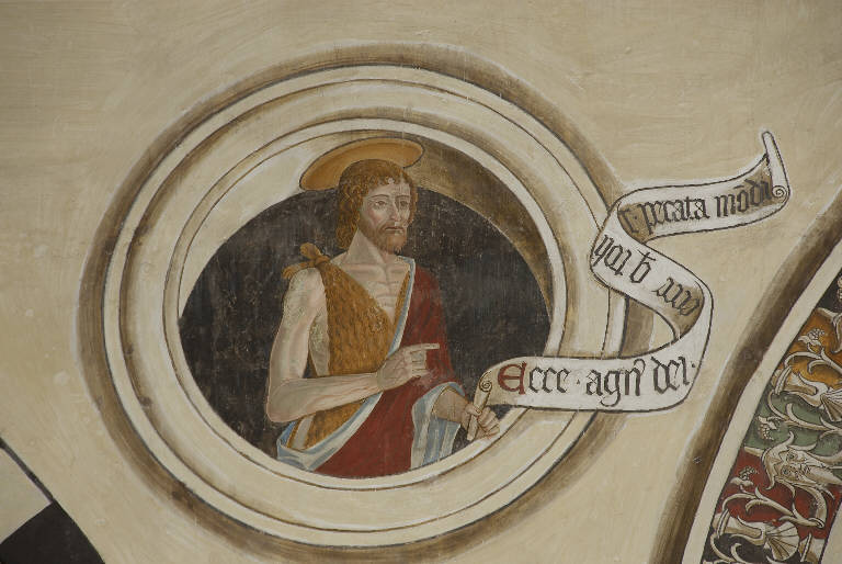 SAN GIOVANNI BATTISTA (dipinto murale) di Malacrida, Battista detto Battista da Musso (attr.) (fine||prima metà sec. XV||sec. XX)