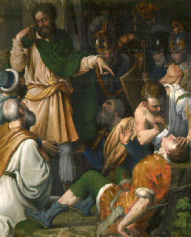 Re Seleuco di Locri fa accecare il figlio (dipinto) di Campi Giulio (secondo quarto sec. XVI)