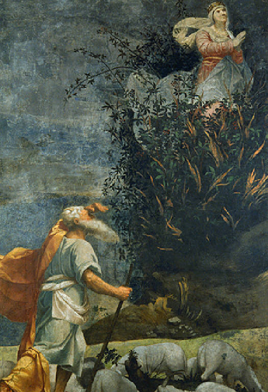 Mosè e il roveto ardente (dipinto) di Bonvicino Alessandro detto Moretto (secondo quarto sec. XVI)