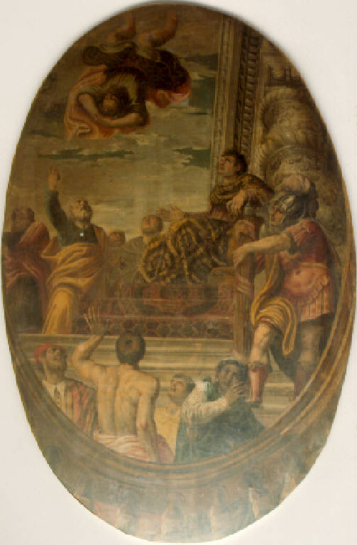 Caduta di Simon Mago (dipinto) di Marone Pietro (ultimo quarto sec. XVI)